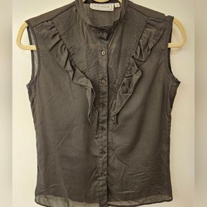 Vintage - Sheer Gauze "Kanga" Black Sleeveless Blouse - NWOT - Size 10